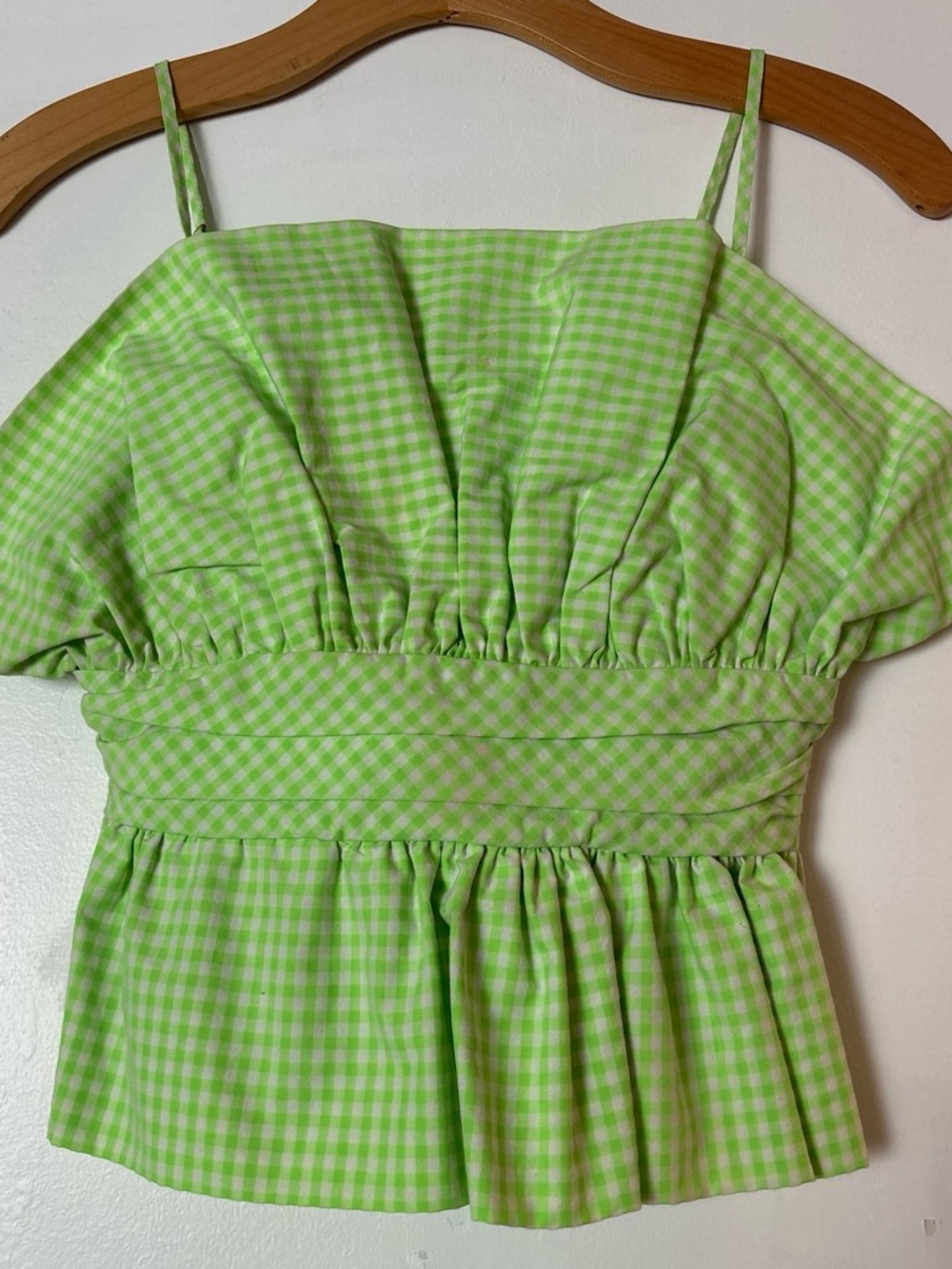 Green Gingham Crop Top